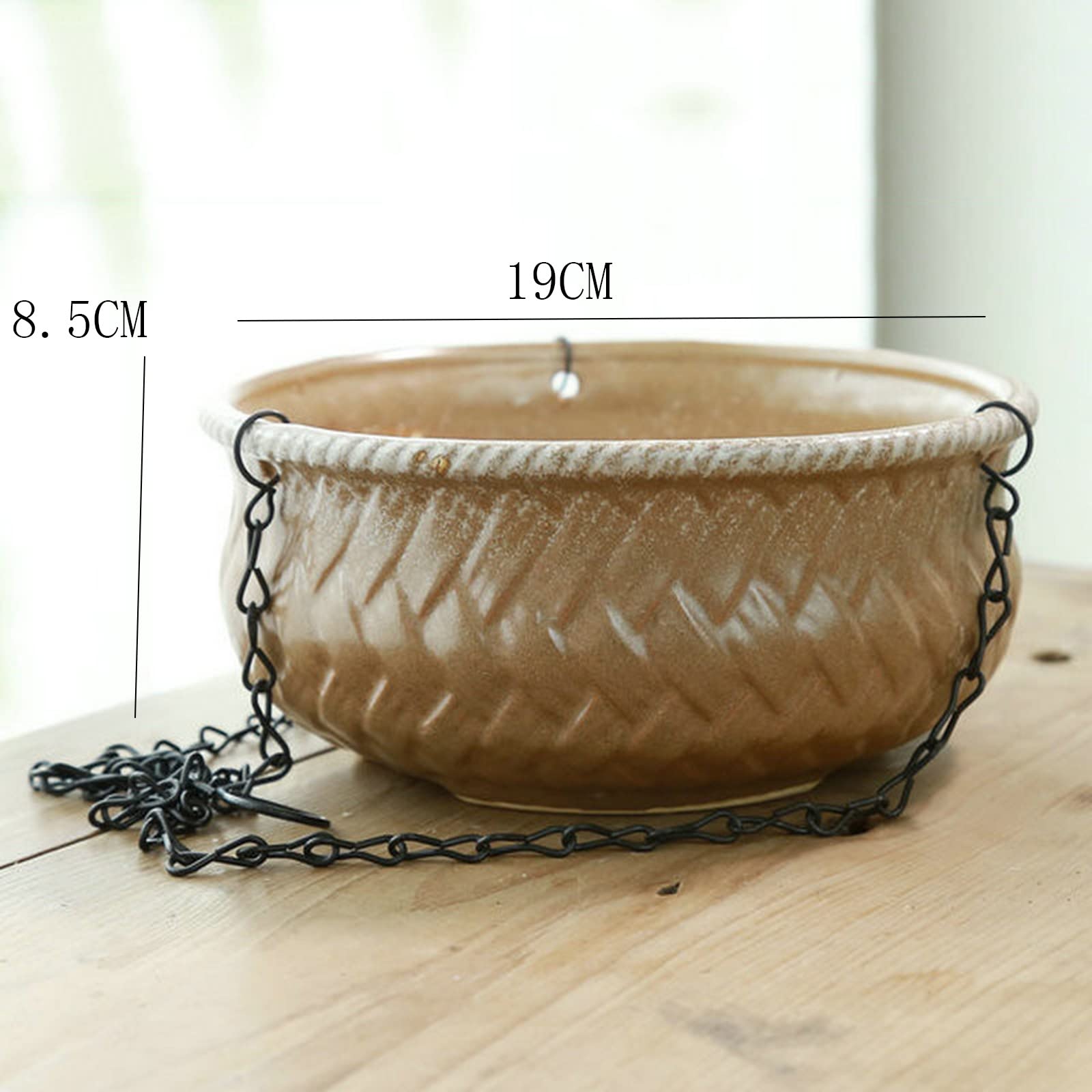 HASMI Jardiniere Balcon Porte-Plante en céramique Suspendue avec teneur en Corde Pot de Plante Suspendue for décor extérieur intérieur Pot Suspendu Plante Interieur