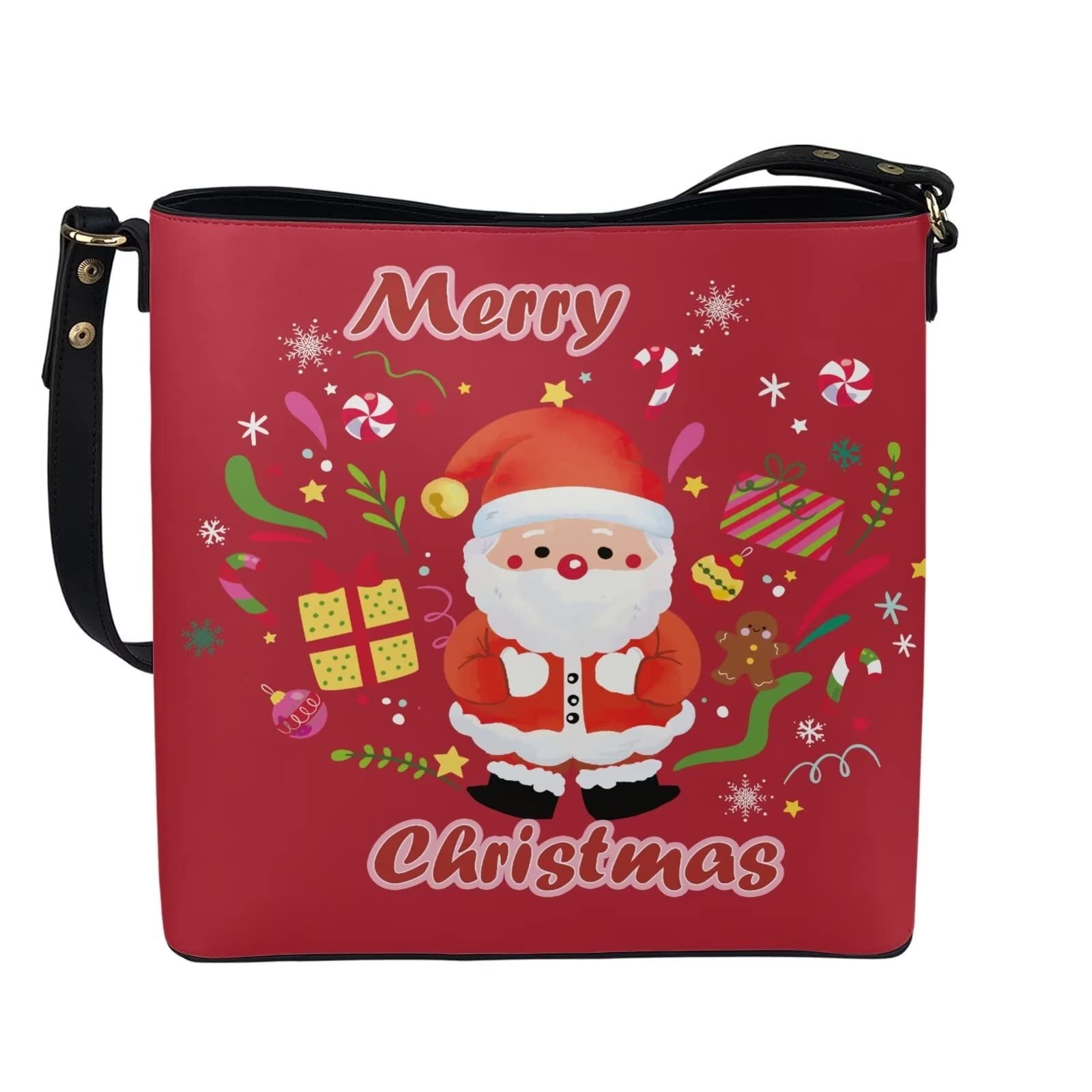 HUGS IDEA Boho Bags for Women Leather Handbag Shoulder Bucket Crossbody Purse