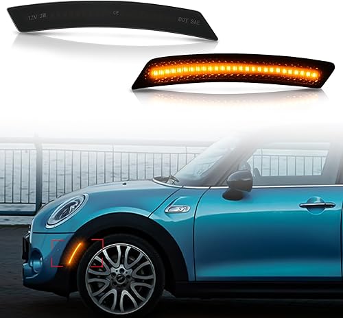Bestview Conjunto de luz de marcador lateral compatible con MINI Cooper R55 R56 R57 R58 R59 R60 R61 2007-2015, lámparas de parachoques delantero