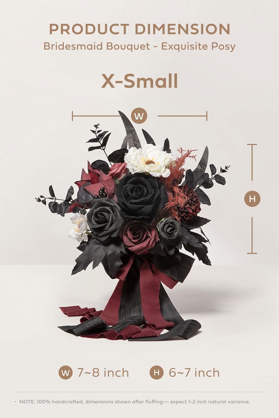 Amazon.com: Ling's moment Black Bridesmaid Bouquets Set of 6 Burgundy  Artificial Wedding Flower Bouquets Floral Bouquet Gothic Bridesmaid Bouquets  with Ribbon Ceremony,Anniversary,7-inch Diameter : Home & Kitchen