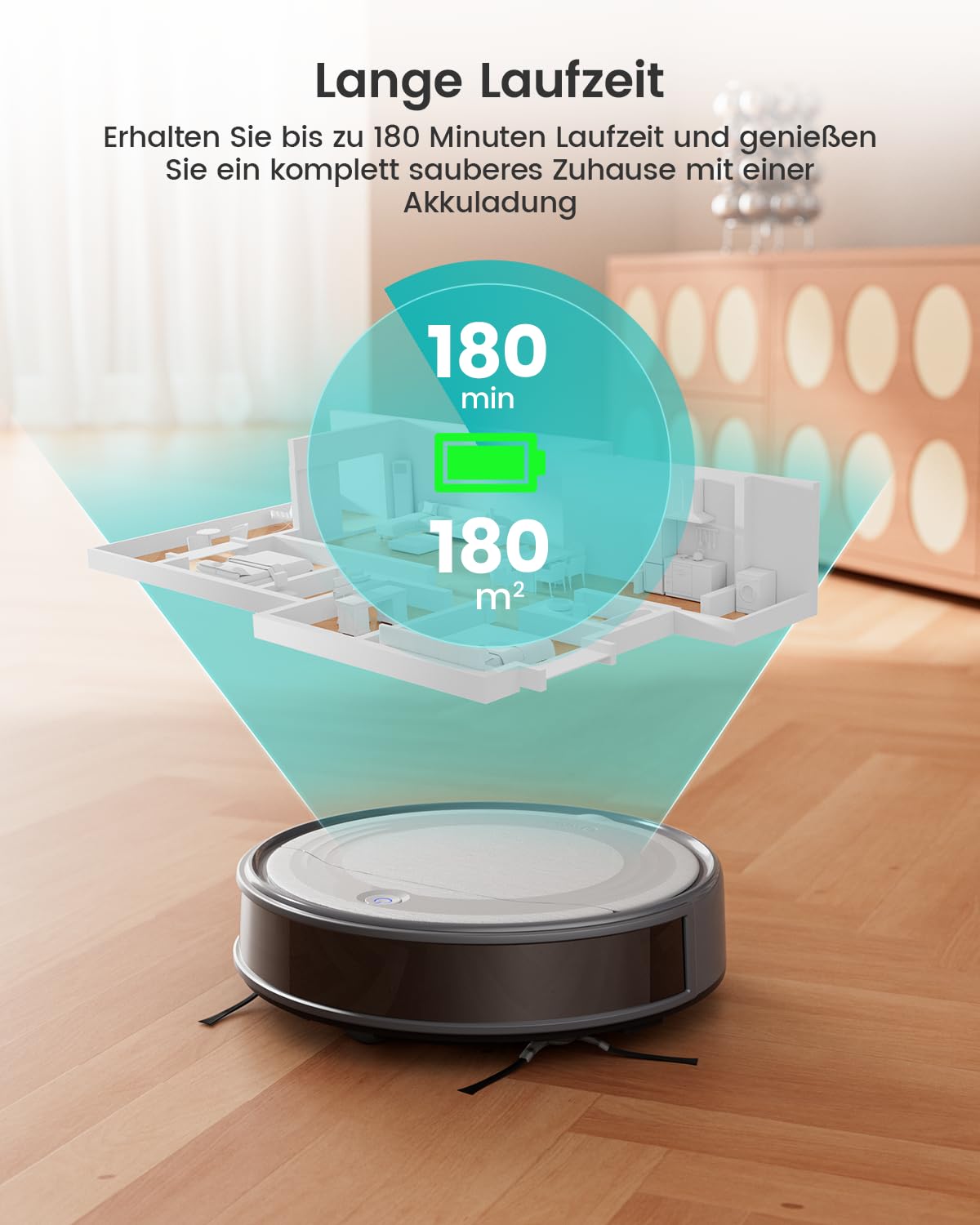 Lefant Saugroboter M310G, 4500Pa Staubsauger Roboter mit präziser PSD-Navigation, 180 Min Laufzeit, HEPA-Filter, WLAN Roboterstaubsauger ohne Wischfunktion, ideal für Tierhaare, Teppiche & Hartböden