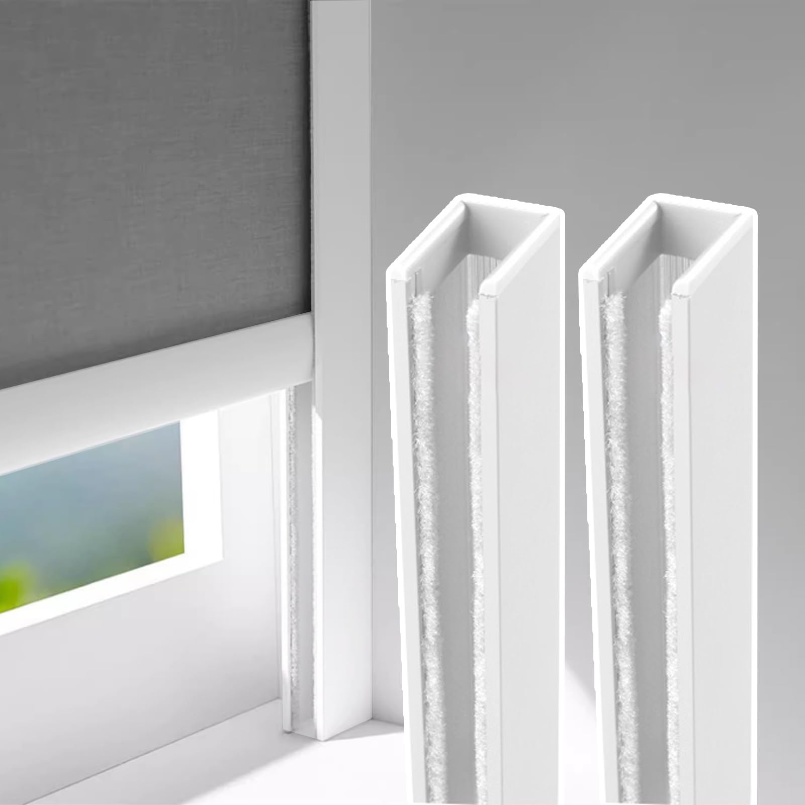 Jievmrs 46 52 58 60 70 72 Inch Light Blocking Strips, U-Shaped Side Rail Track for Blackout Roller Blinds, Home Theaters/Hotel/Nursery Light Blockers(White 2pcs,120cm/47.2inch/3.9ft)