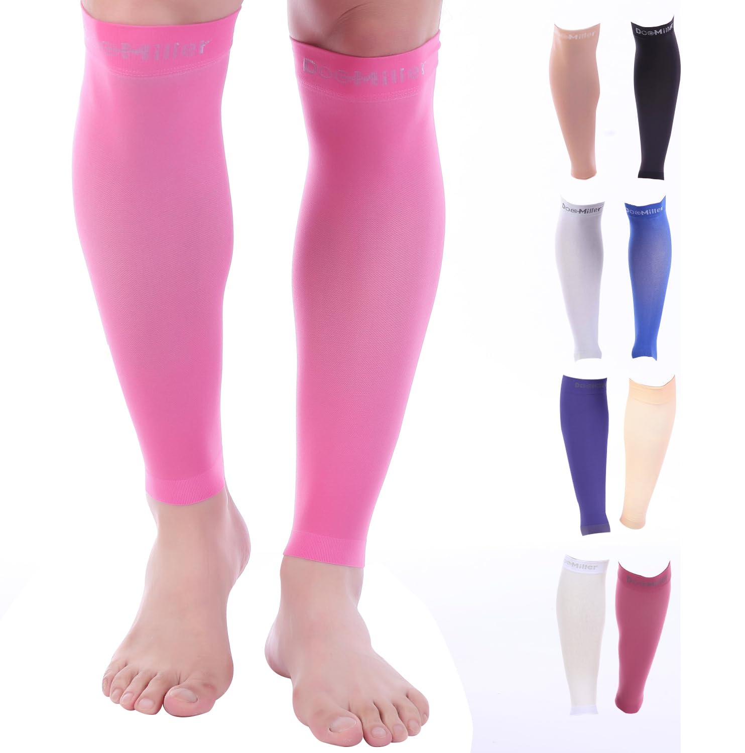 Doc Miller Compression Calf Sleeve for Men & Women, Premium Medical Grade, 15-20mmHg Graduated Support for Running, Calf Tear, Shin Splints, Knee High, Calf Sleeves, 1 Pair