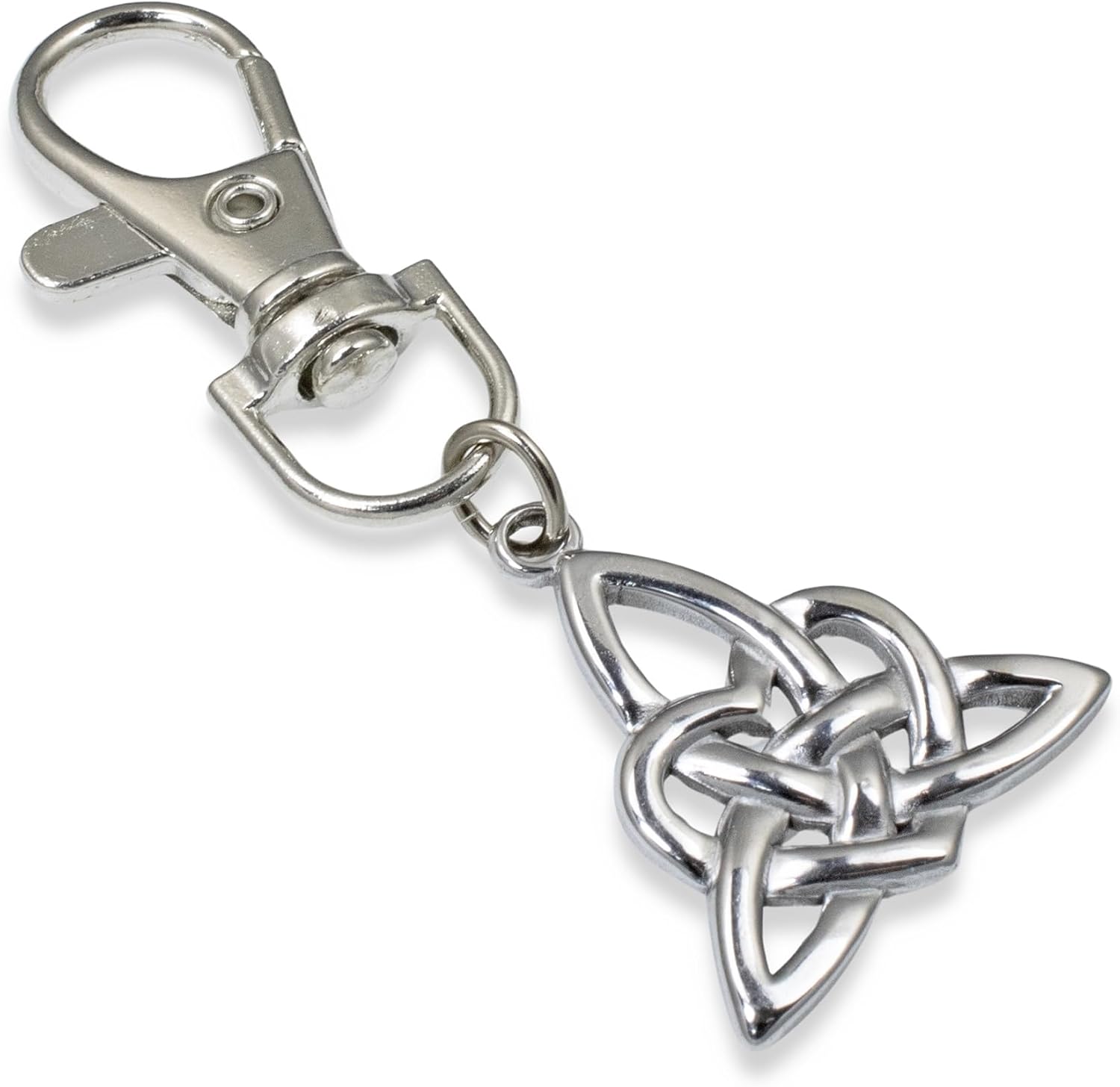Celtic Triangle Keychain, Silver Trinity Knot, Irish Heritage Bag Charm