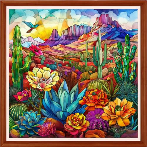 Image of Hopeart Stamped Cross Stitch Kits for Beginner Embroidery Kits for Beginners Adults DIY 11CT Cross Stitch Patterns Needlepoint Kits Crossstitching Kits-Succulent Plants Floral Scenery 18x18 inchs