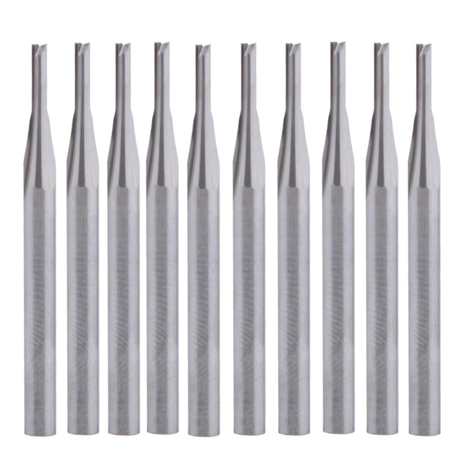 10 piezas 3,175 * 1,5 * 6 MM Fresa CNC de dos flautas rectas Broca de carburo for enrutador CNC for máquina de grabado de madera