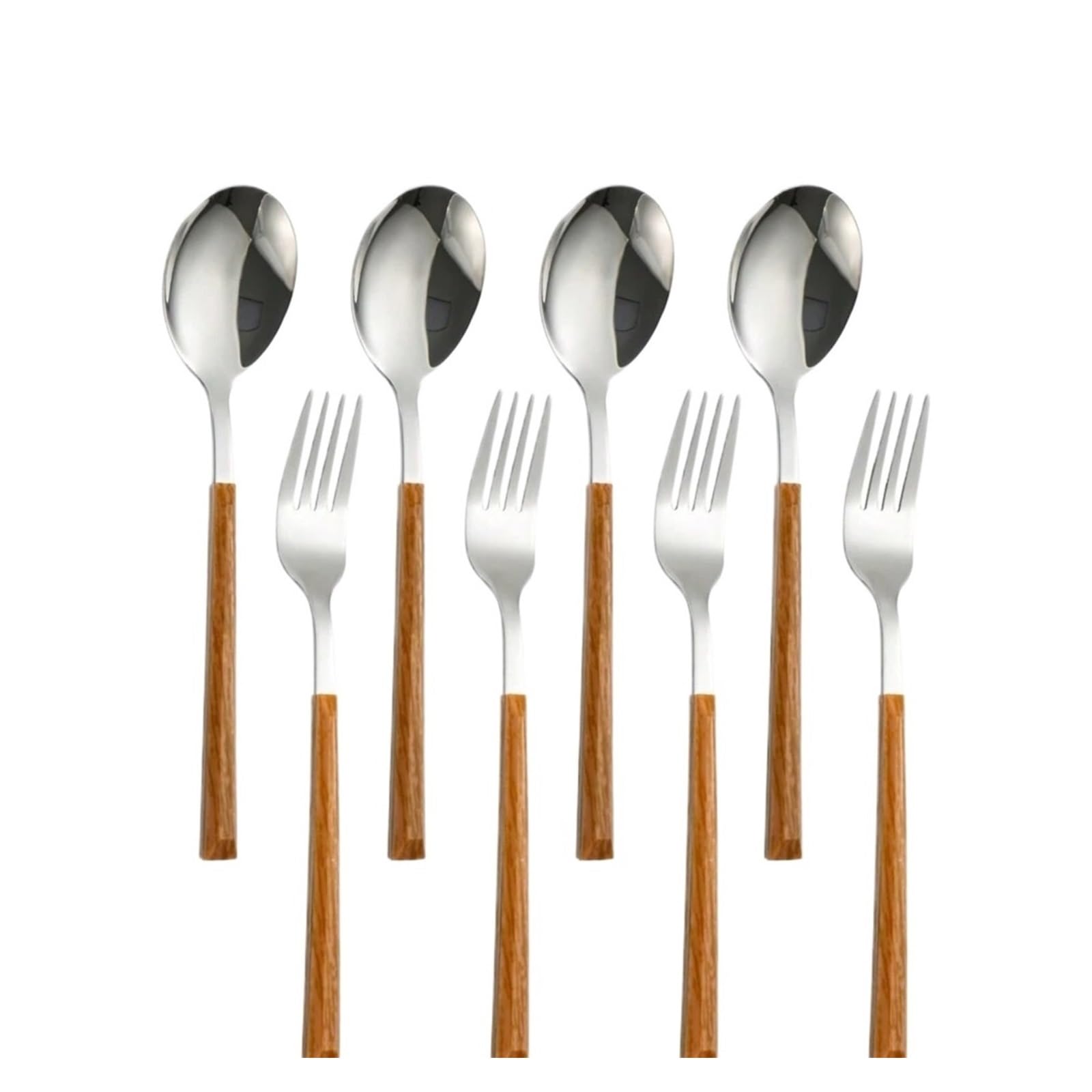 WZPTLKIBAD Stainless Steel Fork and Spoon with Imitation Wood Handle