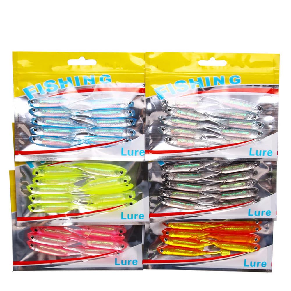 PVC Shad Colorful Reflective Soft Bait(7cm/2.75in,2.2g/0.077oz./pcs 6 Options de Couleur)