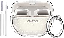 Aircawin for Bose Ultra Open Earbuds Case Glitter,Cute Sparkle Bling for Bose Ultra Open Case Cover 2024,Soft TPU Cover for Bose Open Ear Earbuds Accessories with Carabiner and Cleaning Pen-Glitter