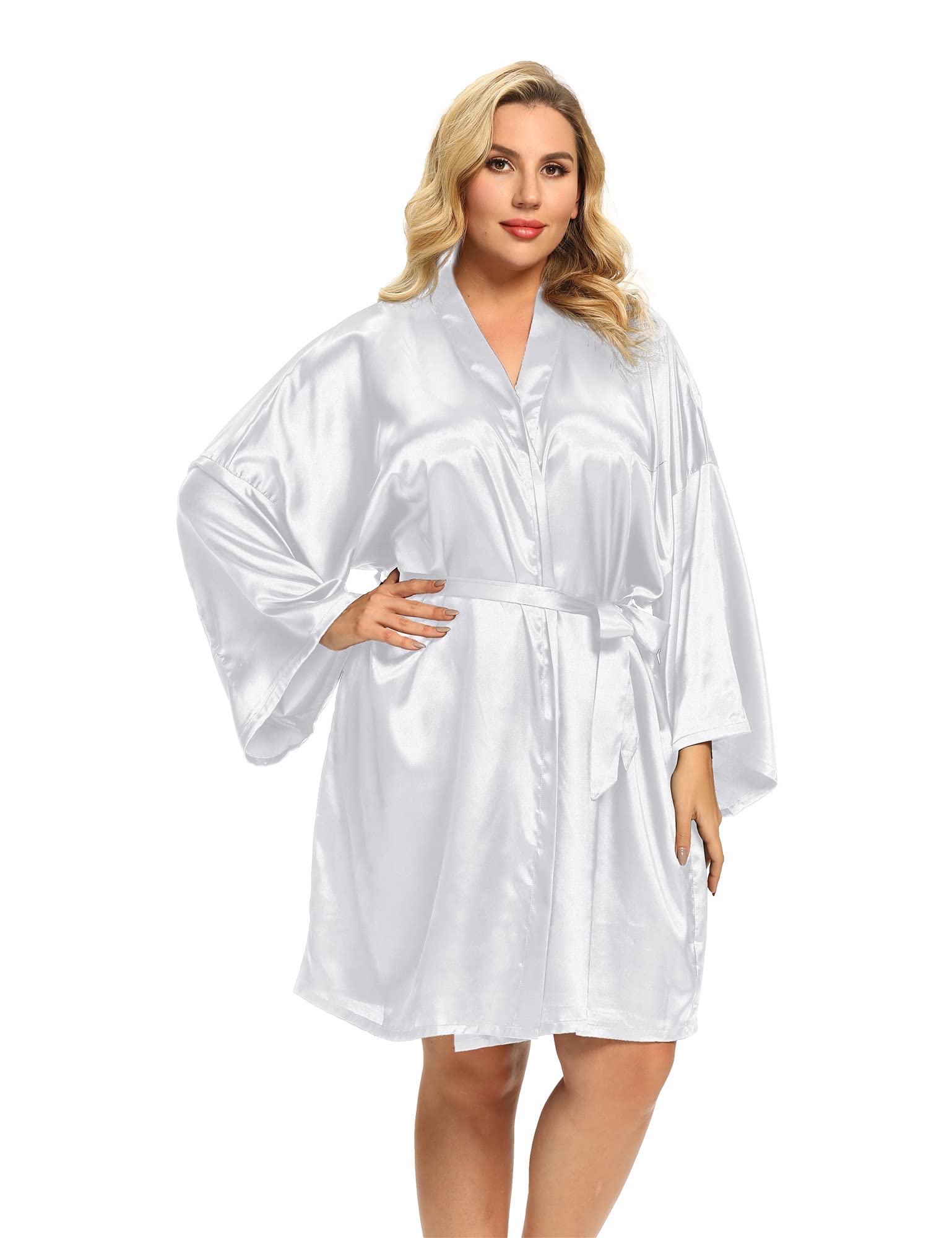 Lot de 5 peignoirs de bain en satin soyeux pour femme Grande taille