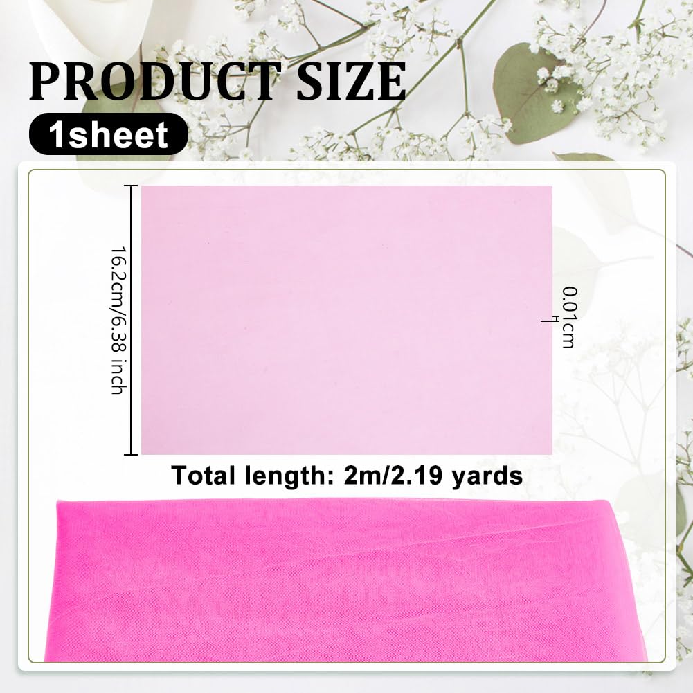 OLYCRAFT 2m/2.2 Yards Deep Pink Tulle Fabrics 1.6m Wide Chiffon Sheer Crepe Fabric 0.1mm Thick Gauze Mesh Bolt Net Chinlon Tulle for Wrapping DIY Sewing Crafts Wedding Party Decorations - Image 2
