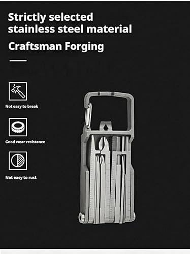 Miniatura 5 de Llavero multiherramienta 21 en 1  Aparatos utilitarios de acero inoxidable  Barra de palanca, abridor de botellas, soporte para teléfono, abrecajas,