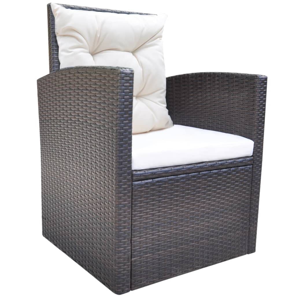 vidaXL 6-cz. zestaw mebli ogrodowych z poduszkami, rattan PE, brązowy