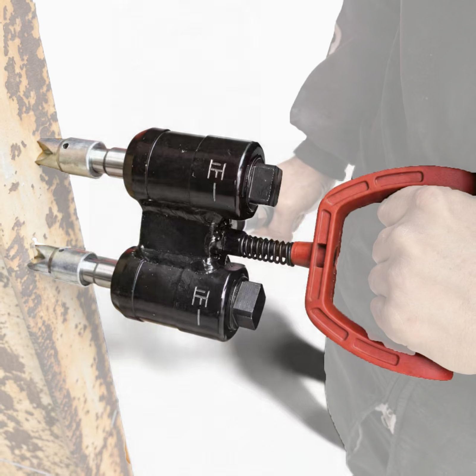 Desincrustador neumático de Agujas para Eliminar óxido, Martillo desincrustador de Doble Cilindro, Movimiento Alternativo con Mango, extensión de 19 Pulgadas, 2 x 2100 gpm