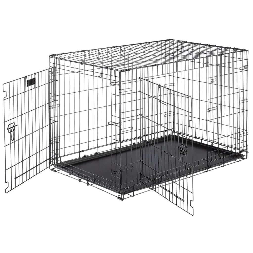 Ferplast Gabbia pieghevole per cani DOG-INN 105 Recinto per cuccioli, Trasportino in metallo, Separatore incluso, Porta doppia con chiusura di sicurezza, 108,5 x 72,7 x h 76,8 cm Nero