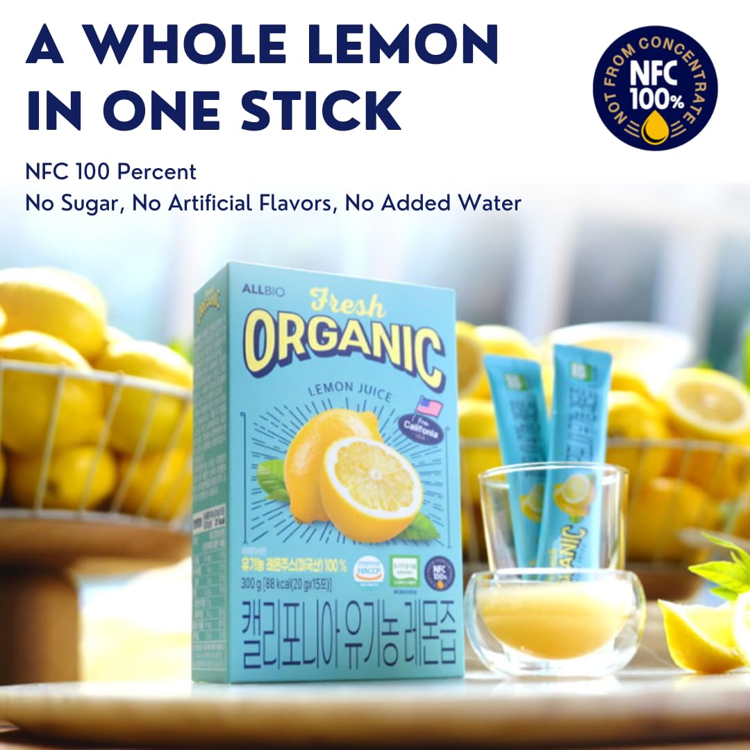 Amazon.com : ALLBIO Organic Lemon Juice Sticks | 0.67oz x 15 Pack