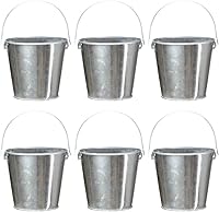 Vista 8 de Cubos de metal con asa, paquete de 6 cubos pequeños de hierro de 4.3 pulgadas, cubo de Pascua, soporte para lápices y macetas, soportes