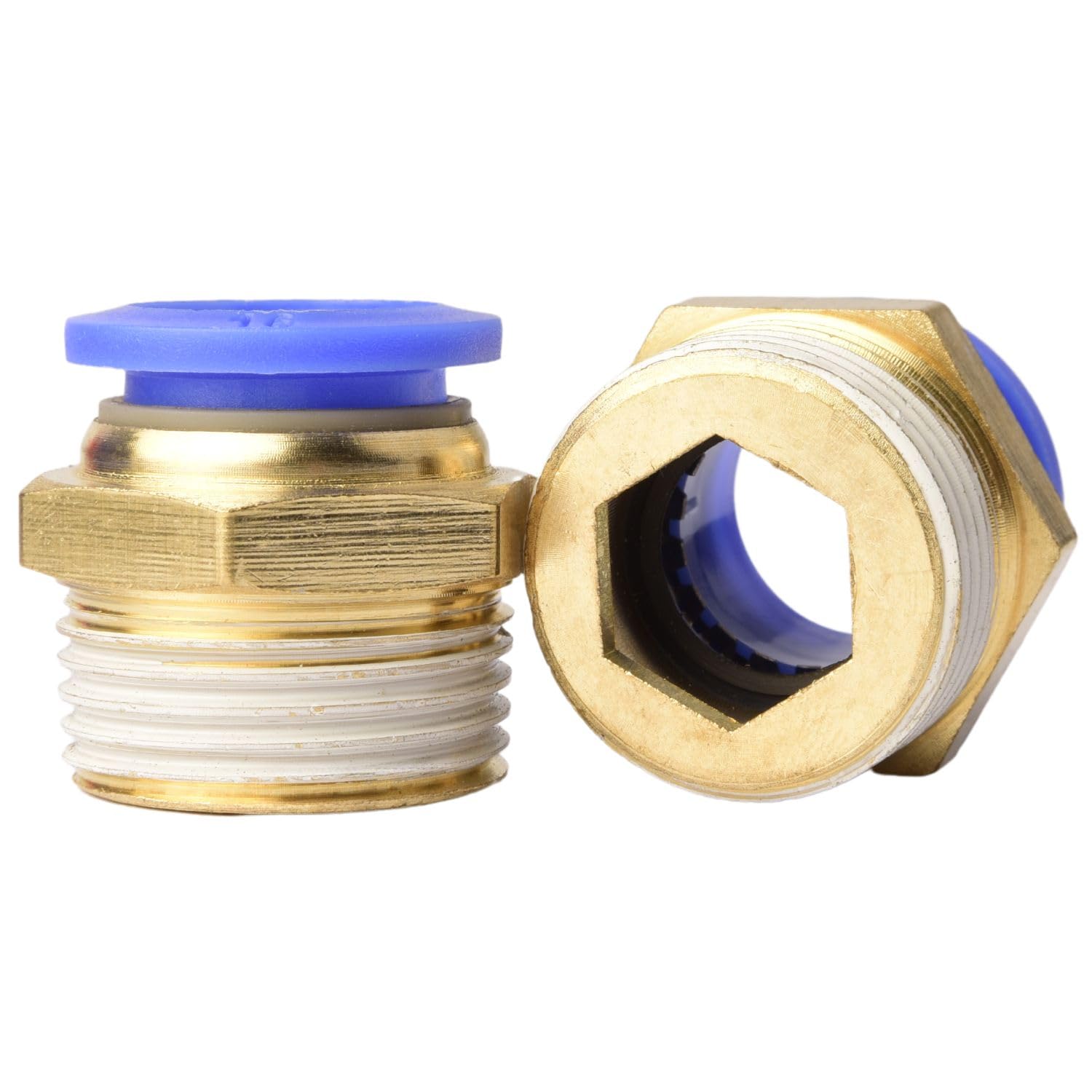 Set of 4 16 mm 3/4' PT Male Thread Straight Push to Connect Fittings Plug-In Hose Pneumatic Quick Connector - Image 2