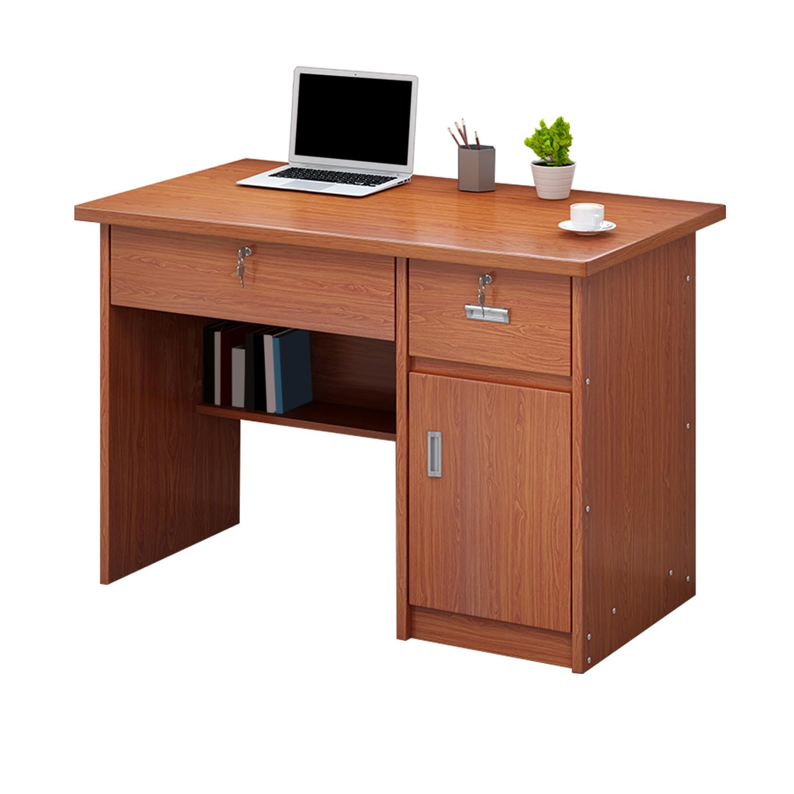 Bureau multifonctionnel marron grand espace de rangement avec un design simple
