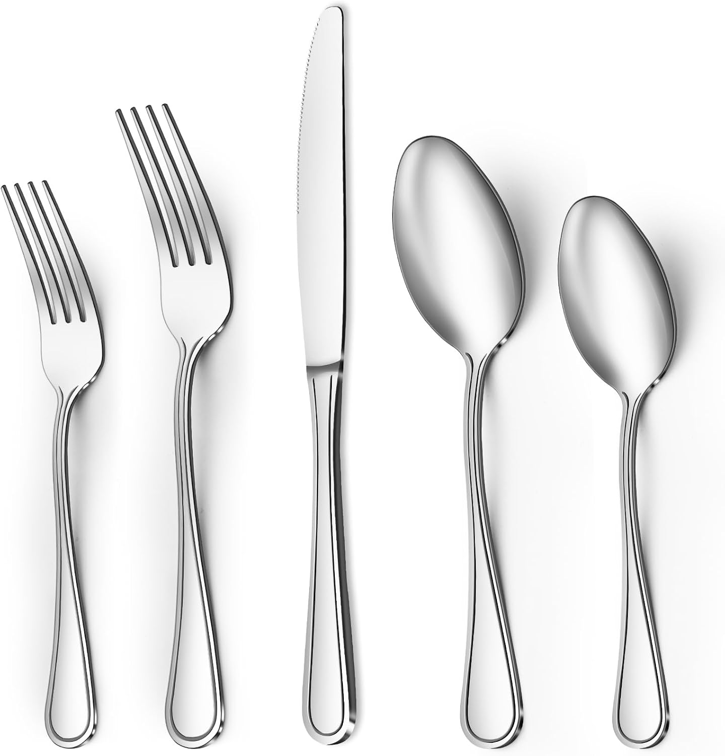 BEWOS 24-Pieces Black Silverware Set for 4 - Stainless Steel Flatware Set with Mirror Polish, Silverware Set Including Steak Knives, Forks and Spoons, Dishwasher Safe for Restaurant and Home