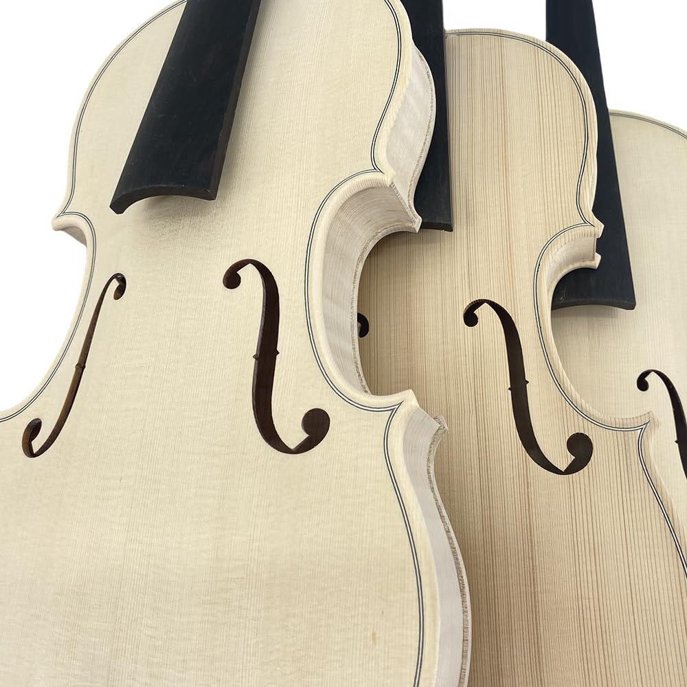 Violino Realizzato a Mano Senza Vernice - Taglia 4/4, Fondo Fiammato a Due Pezzi & Superficie in Abete, Legno Essiccato all'Aria, Fatto da Maestro Liutaio, Violino Bianco per Montaggio (Grano