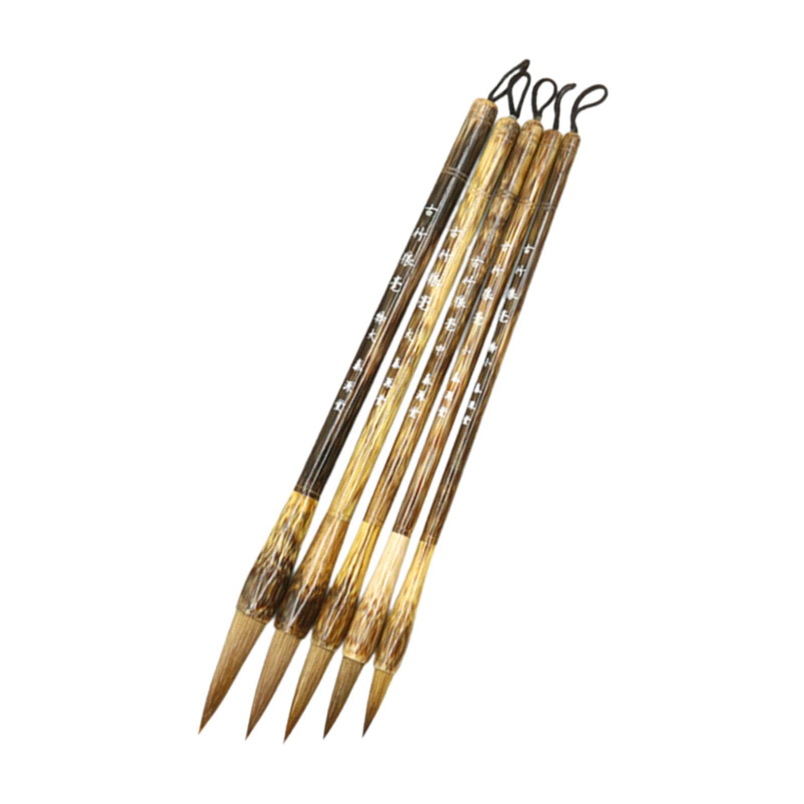 calandis™ 5pcs chinese calligraphy brushes crafts accessories learning writing brushes brown | calligraphy sets | drawing & lettering supplies | art supplies