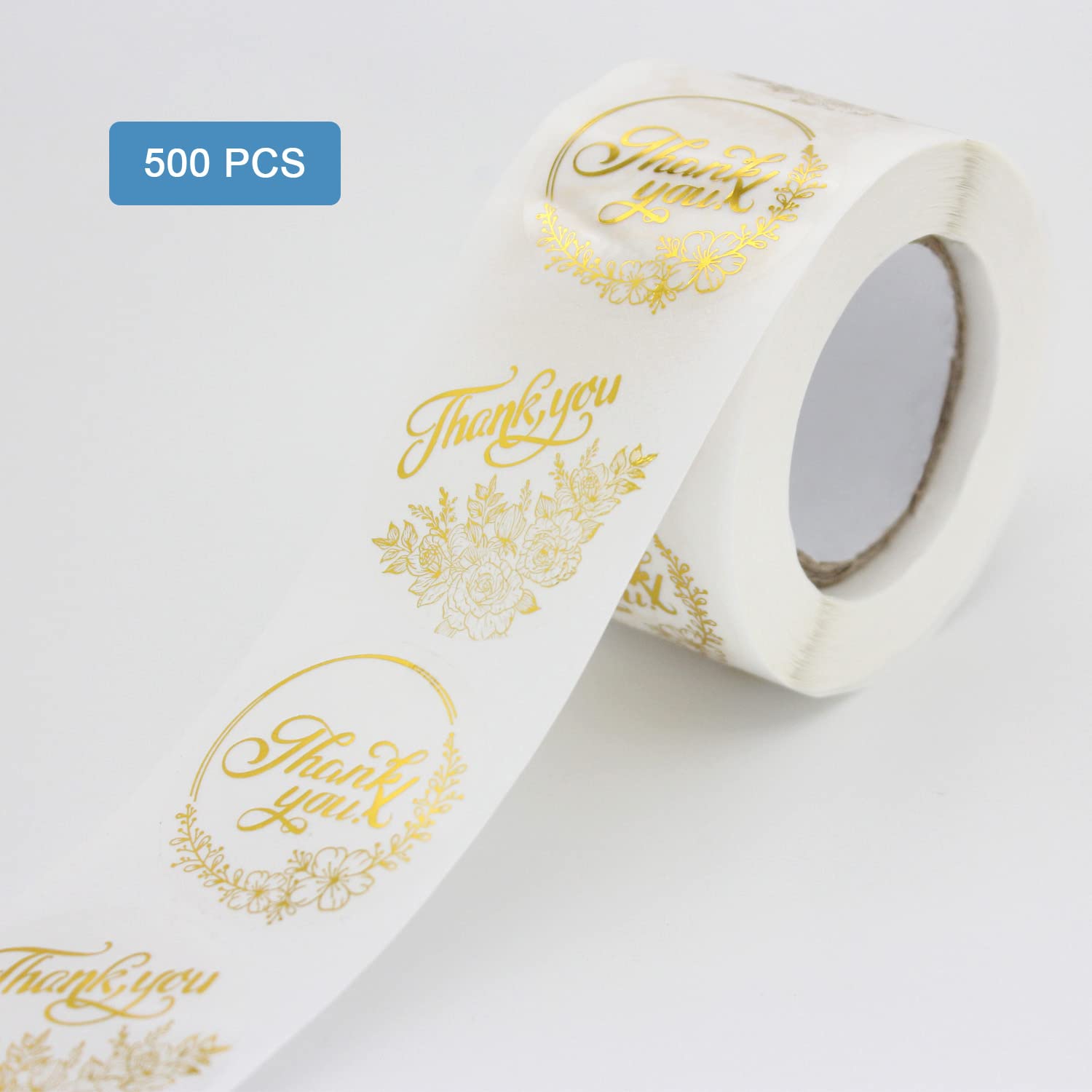 Transparent Labels Thank You Stickers Roll - 500Pcs Transparent Gold ...