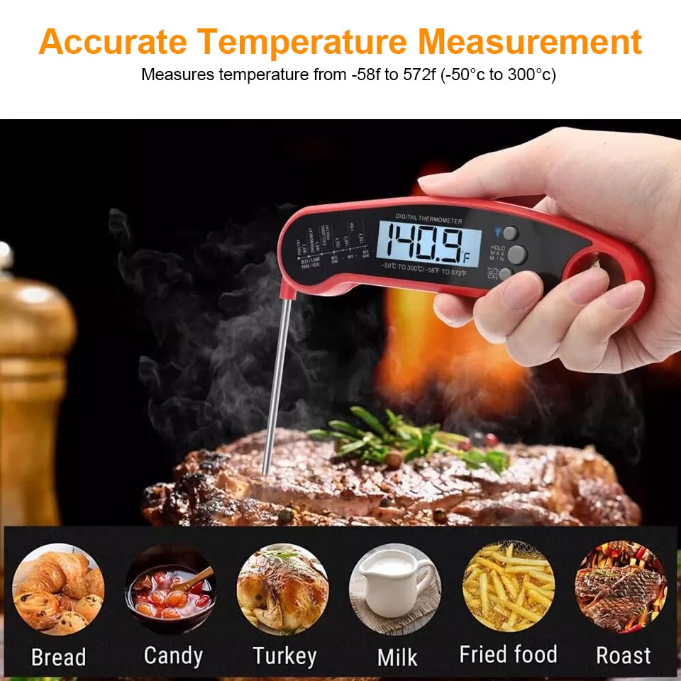 Miniatura 3 de Termómetro digital impermeable para carne de lectura instantánea para parrilla con luz de fondo, termómetro de calibración de alimentos de cocina