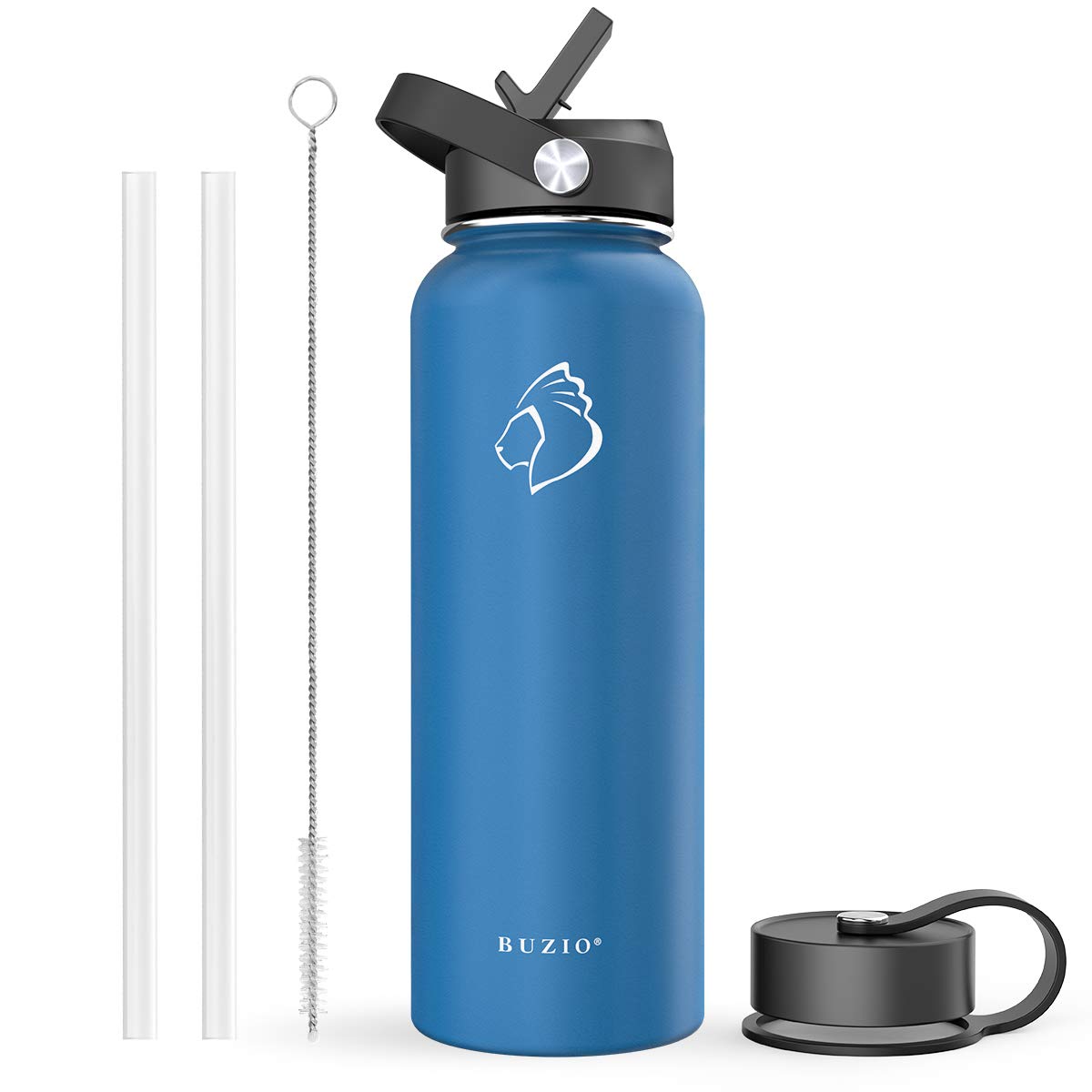 Double Wall Stainless Steel Sports Wide Mouth Water Bottle, BPA-Free Flex Cap and Straw Lid, 40 Ounces & 32 Ounces Water Bottle