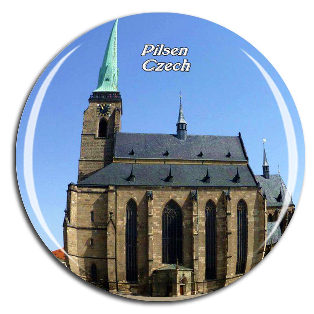 Weekino Czech St Bartholomew's Cathedral Pilsen Fridge Magnet 3D Crystal Glass Tourist City Travel Souvenir Collection Gift Strong Refrigerator Sticker
