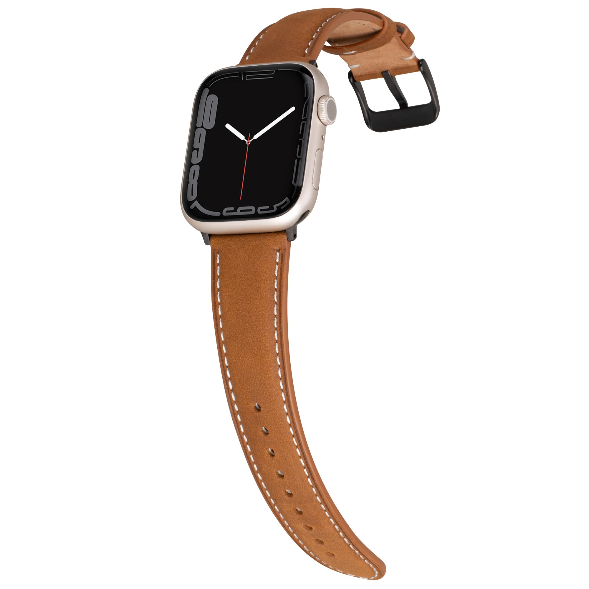 maogoamFor Apple Watch Bands Leather Strap 42mm 44mm 45mm, Genuine Crazy Horse Cowhide Leather iWatch Band Series 9/8/7/6/5/4/3/2/1 SE, Indiana Jones Style, Handmade, Brown