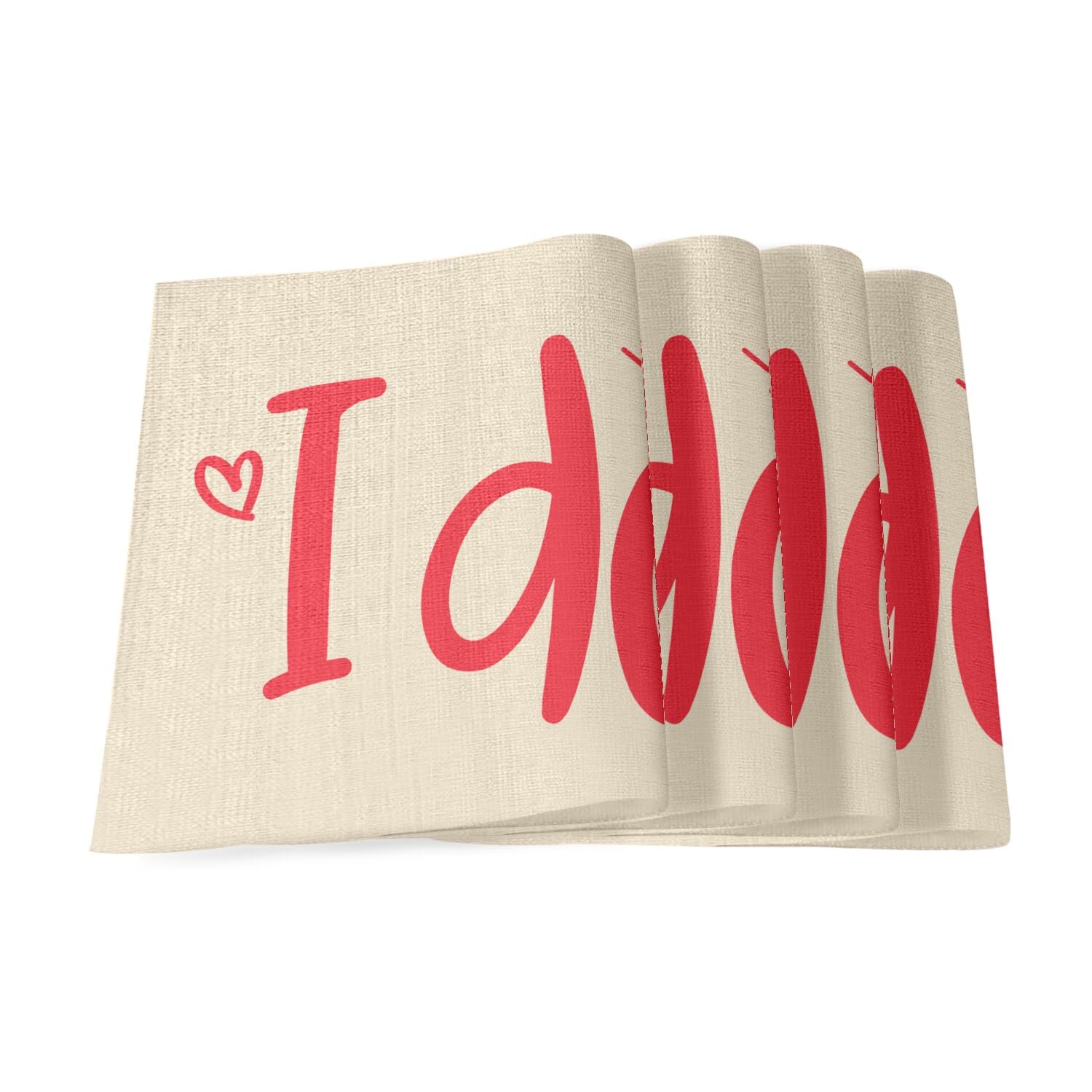 Set de table en lin I Do Mariage bague de fiançaille grand format 40x28,5 cm x4