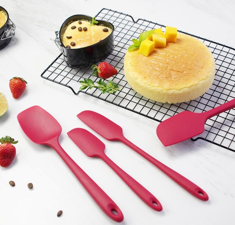 Image of PANCA Silicone Spatula Set of 6, Heat Resistant Kitchen Spatulas for Cooking, Baking & Mixing, Non-Stick Safe, BPA Free, Seamless One-Piece Design, Durable Flexible Utensils, Red