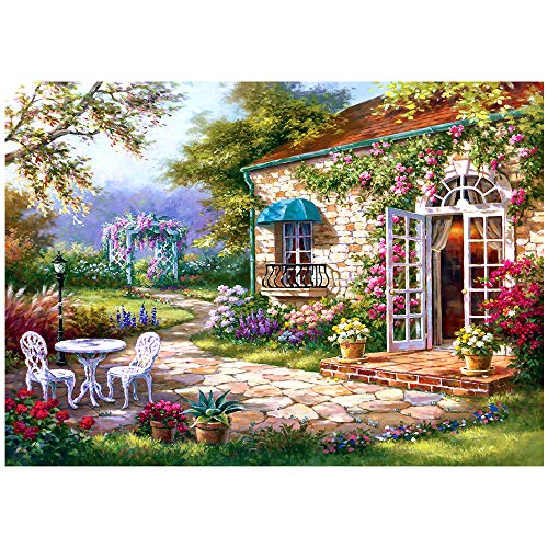 Jigsaw Puzzles 1000 Pieces for Adults | Flower Garden Country Cottage Scenery Jigsaw Puzzles for Teens Elderly | Challenging Family Puzzles Game