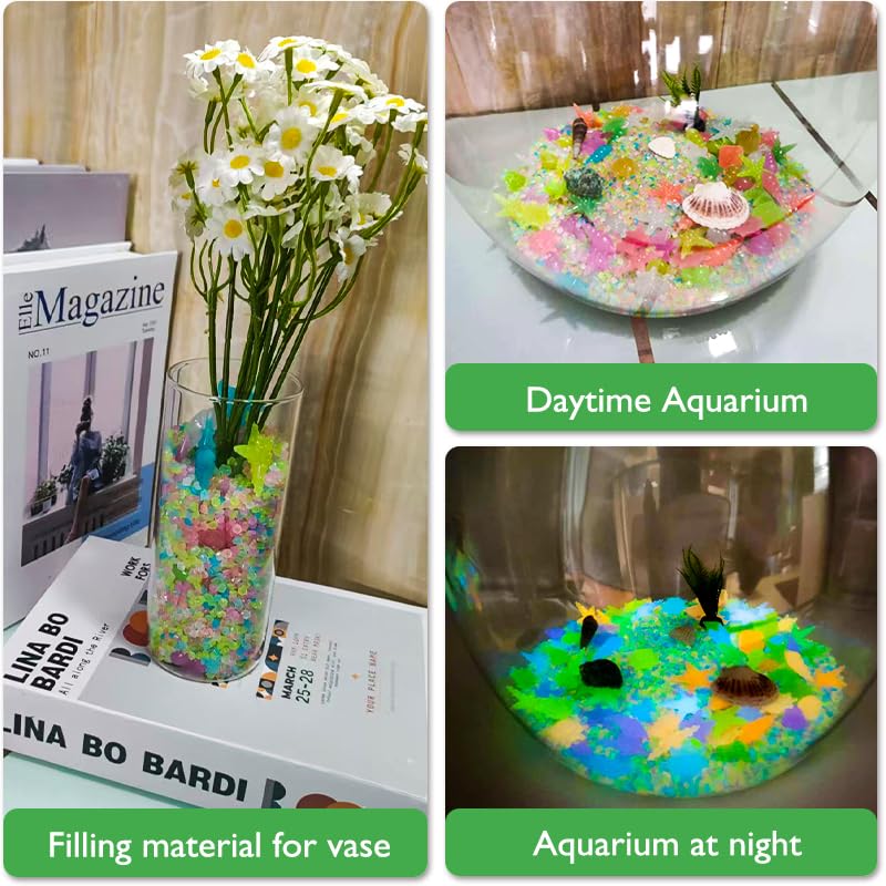 5 lbs of Luminous Gravel + 500 Ocean Luminous Stones | Luminous Decorative Stones | Suitable for Gardens, Fish Tanks, and Landscape Decorations