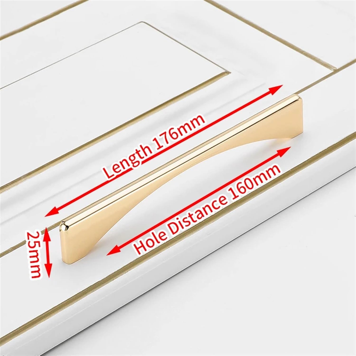 Nordic Bright Gold Cabinet Handles Solid Drawer Knobs Kitchen Handles Cupboard Door Pulls Furniture Handle Cabinet Hardware 1Pcs (Color : 160mm)