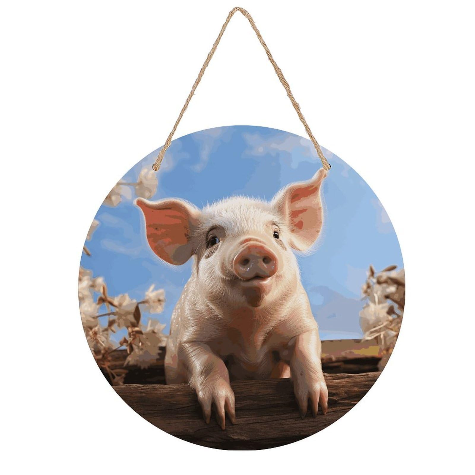 Adfgyerh Style Smiling (23) Room Decor，Round Wooden Board Painting，Wall Art，Easy To Hang，Wall Decor ，Suitable For Homes, Offices, Holidays, Bars, Cafes, And Other Venues.