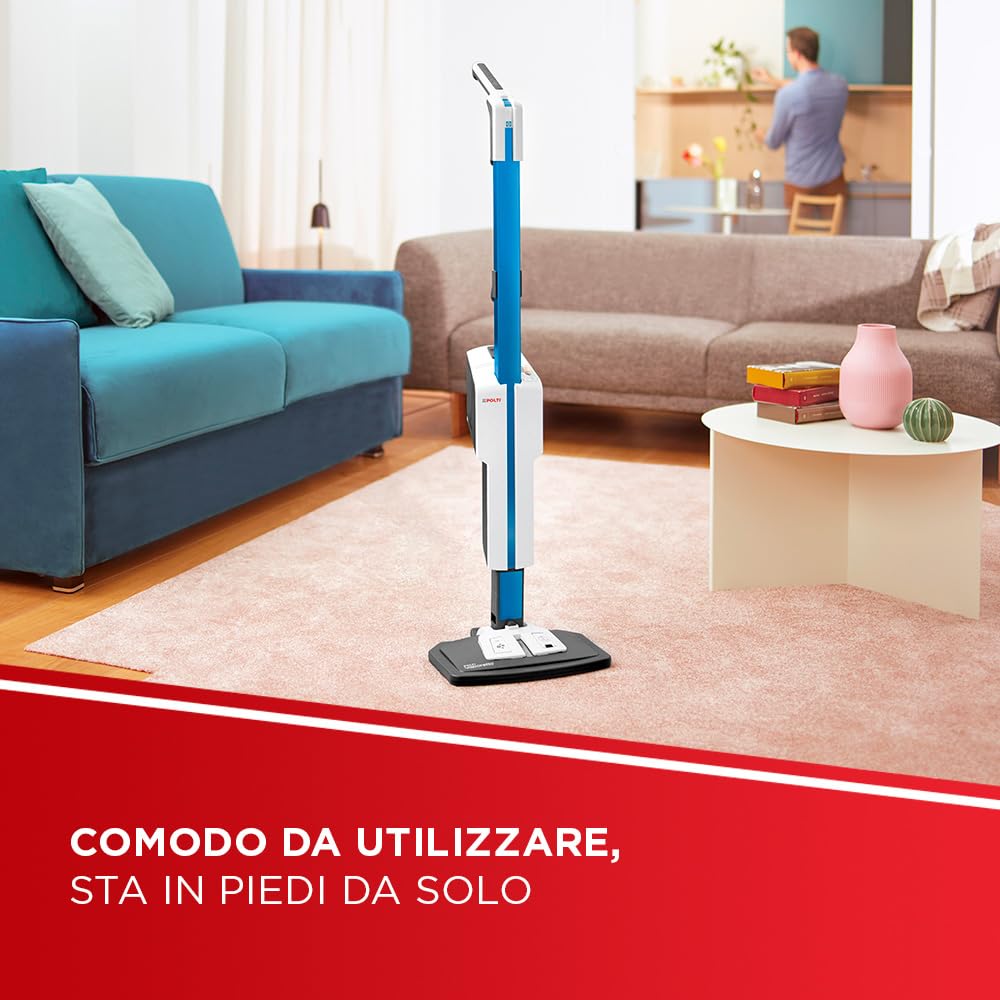 Polti Vaporetto SV620 Style, Scopa a Vapore con Pulitore Portatile Integrato, Potenza Max 1500 W, 15 Accessori, Filtro Anti Calcare, Autonomia Illimitata, Parking Verticale, Blu e Bianco