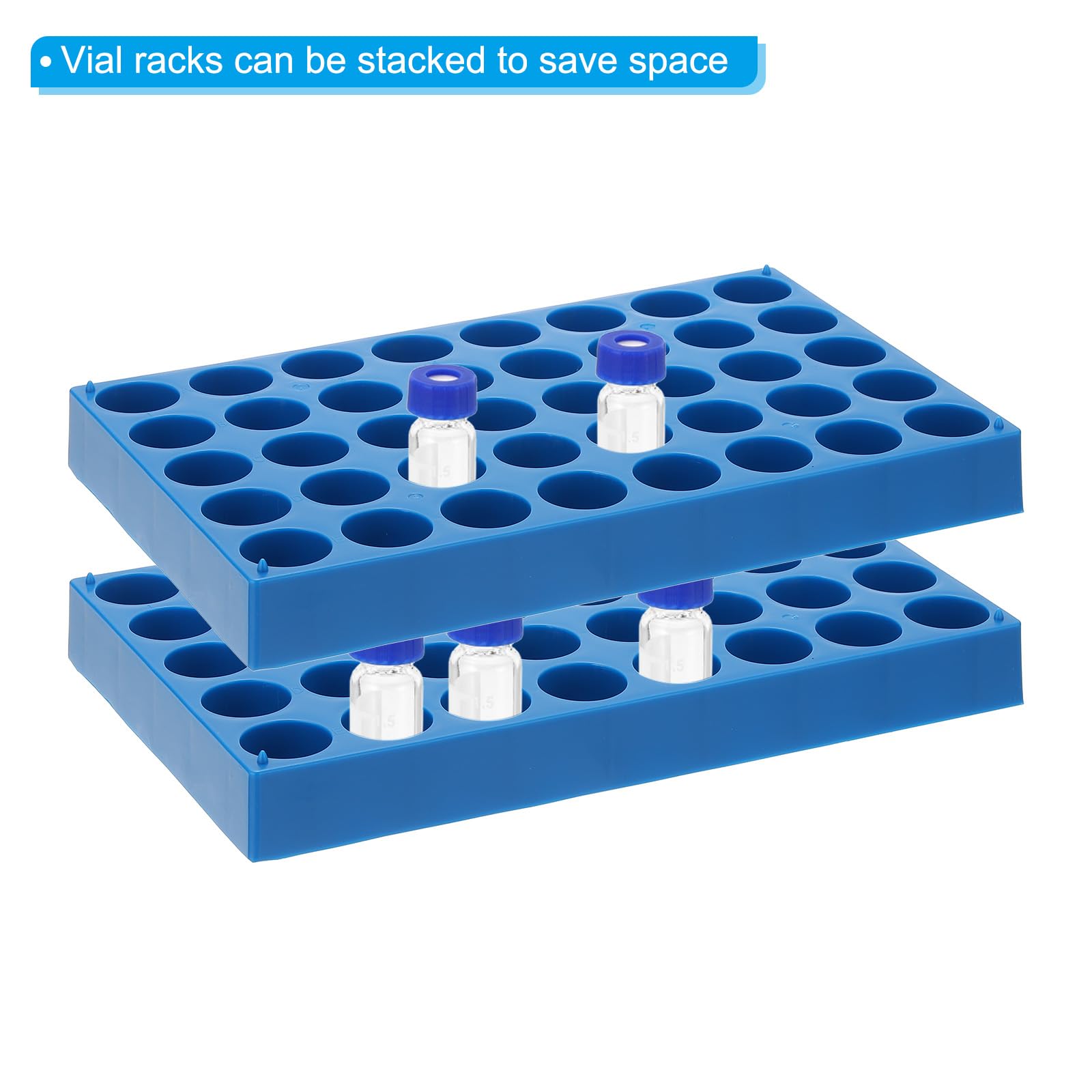 PATIKIL Flaschenhalter Für 20ml Autosampler Flaschen 2 Stück Flaschenhalter 40-Well Stapelbarer Teströhrchenhalter Flaschenhalter Für Mikrozentrifugenröhrchen Blau