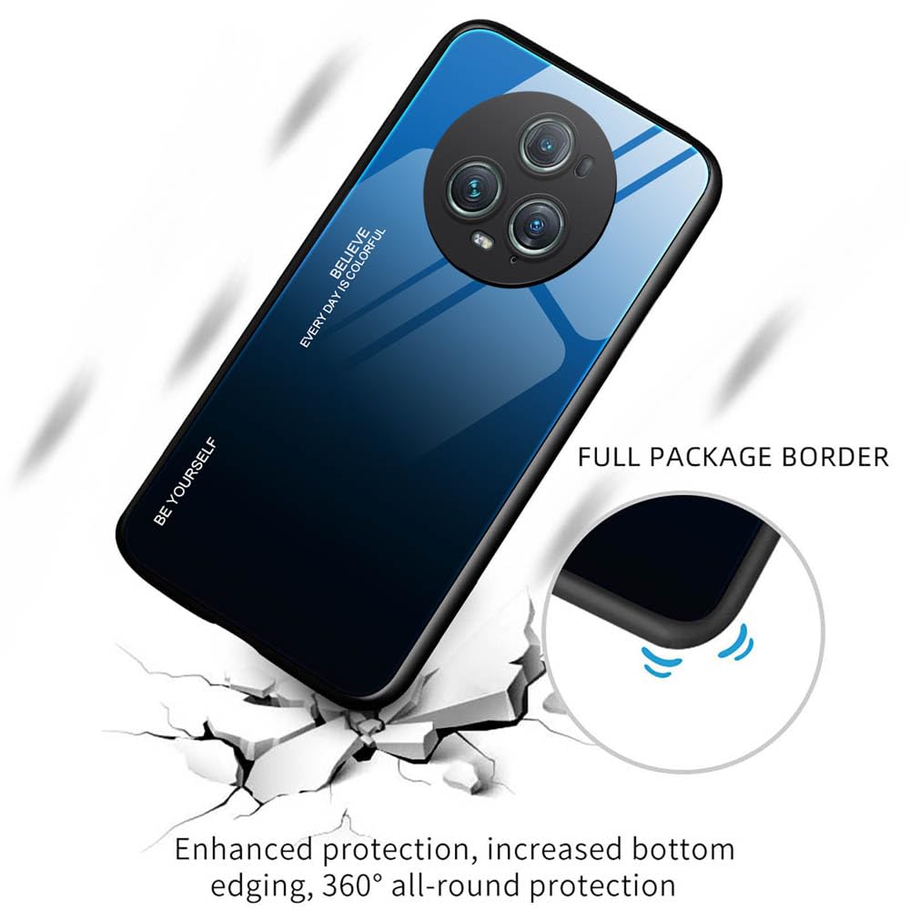 HAOYE Cover Per Huawei Honor Magic5 Pro, Custodia Sfumata Con Retro In Vetro Temperato 9H E Bordo Morbido TPU