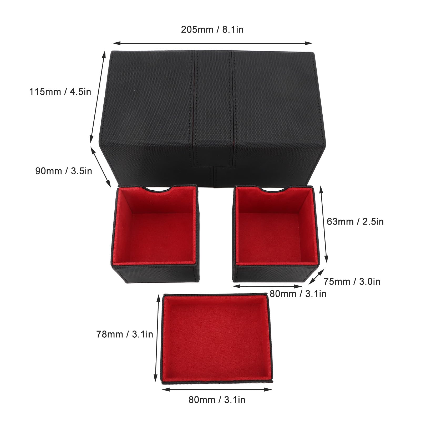 Luocute Scatola Porta Carte, Contenitore per Mazzi con 3 Cassetti, per | Contiene Oltre 200 Carte Standard, 205×115×90 Mm, Chiusura Magnetica in PU