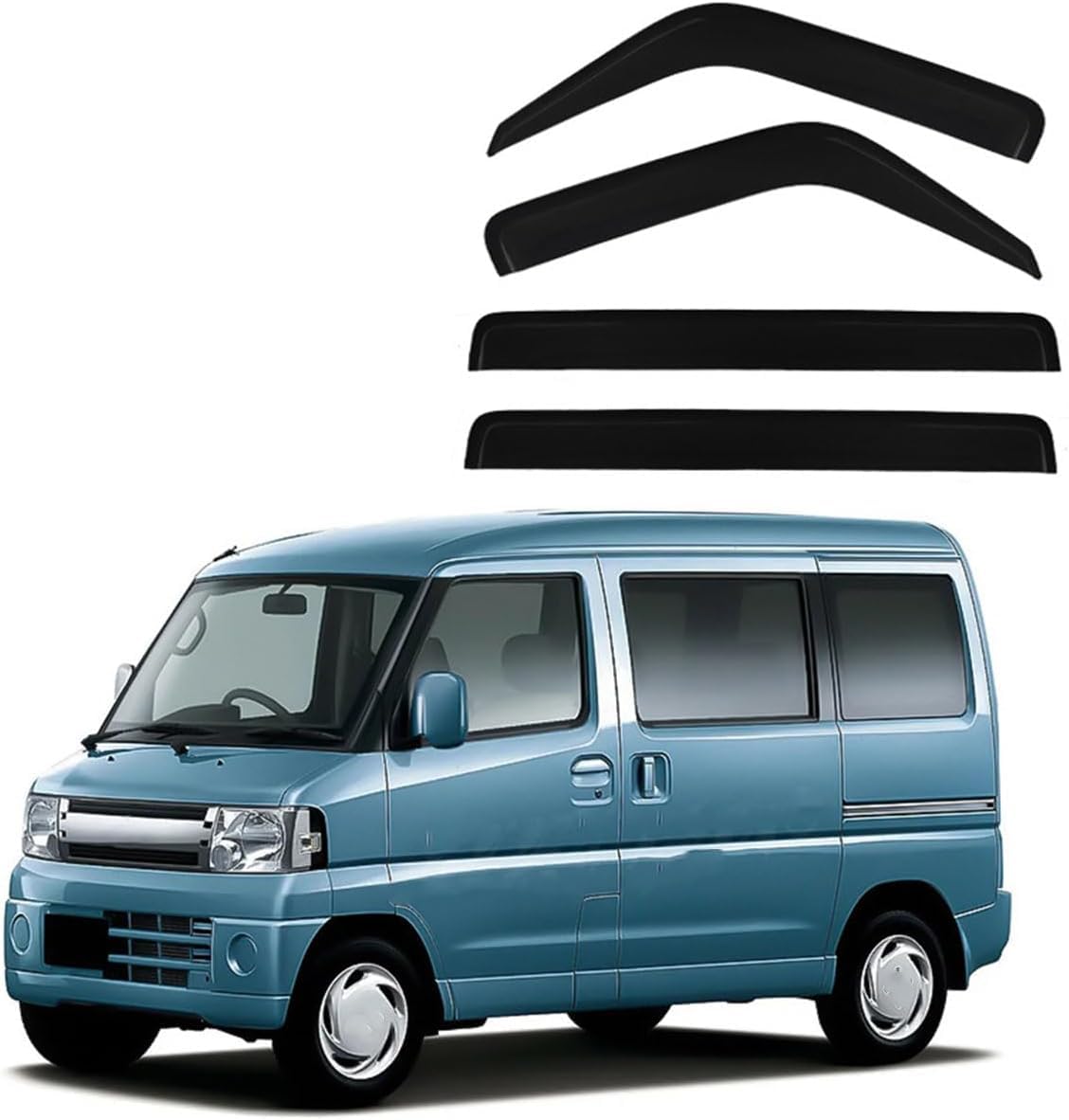 Acwyahso Normal Rain Guards Wind Deflectors For Mitsubishi Town Box Mk2-Ds64w 2013-2015, 4Pcs Vent Visors, Allows Fresh Air & Keeps Rain Out, No-Drill Install