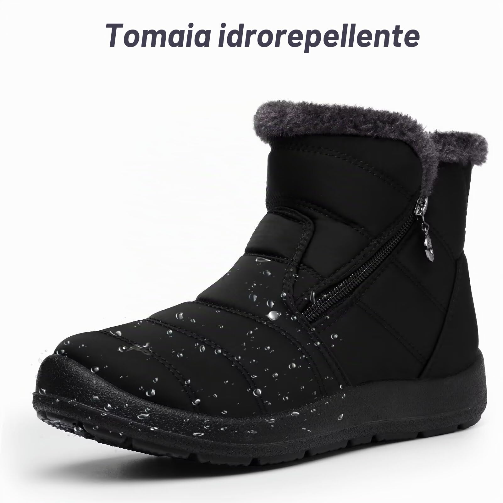 scecocrs Stivaletti Invernali Da Neve Con Zip Da Donna, Stivaletti Caldi Foderati in Pelliccia, Stivaletti Comfort Impermeabili Antiscivolo Per Esterno, Botas De Invierno Para Mujert