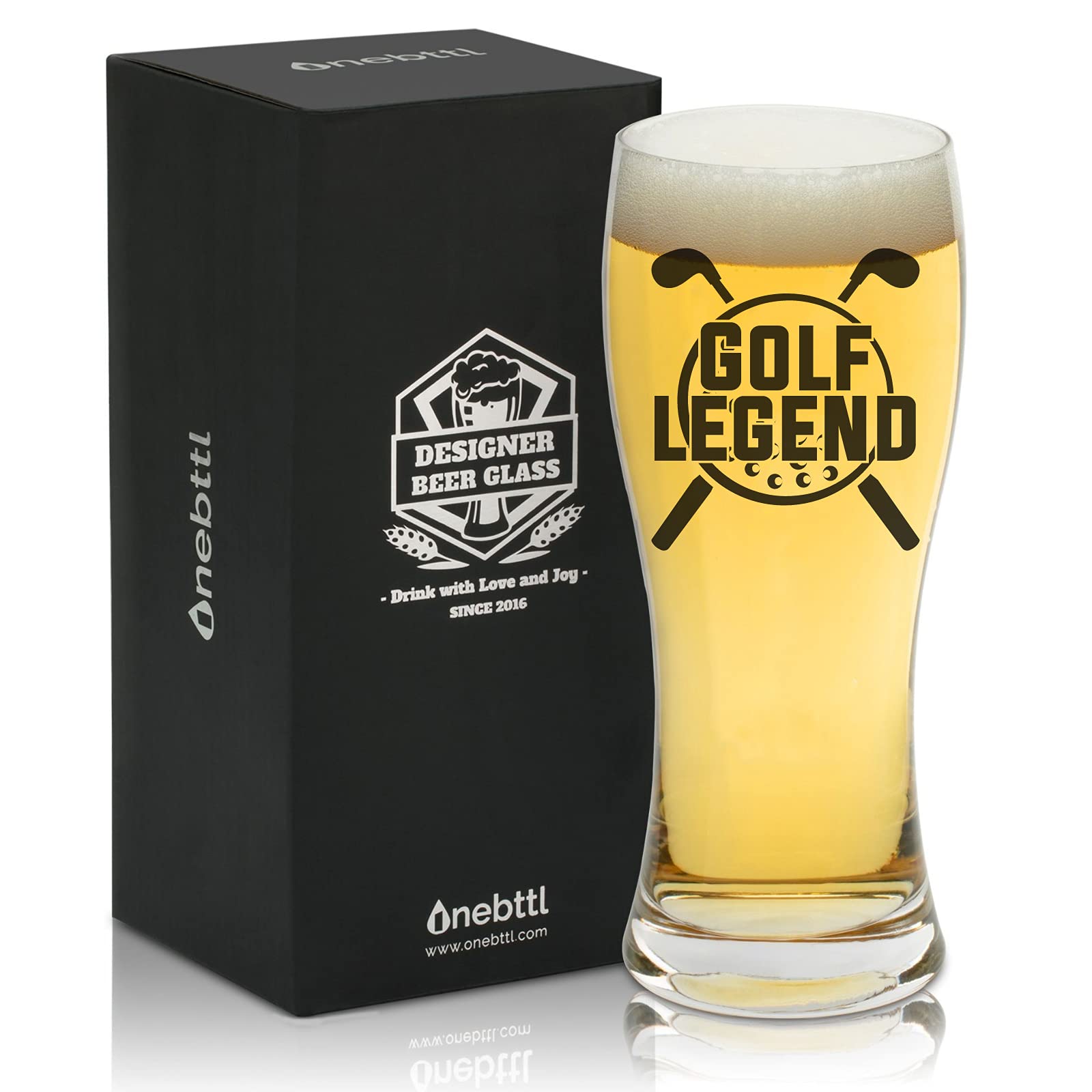 Onebttl Golf Gifts for Men, Golf Beer Glass 15oz (443ml) for Men, Boyfriend, Dad for Christmas, Birthday, Father's Day - Legend