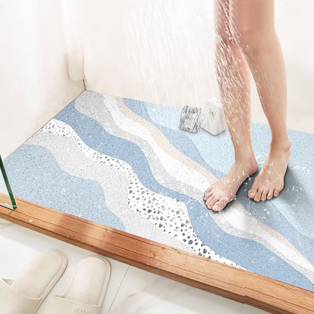 SSDDLZEQ High-end Quick-Dry Rubber Loofah Shower Mat(Waves,50x120cm)