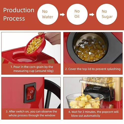 Kolensa Popcorn Maker Vintage Cart Style Hot Air Popper Machine, Oil Free Home Made Popcorn For Party Holiday Birthday Movie Time #TOP3