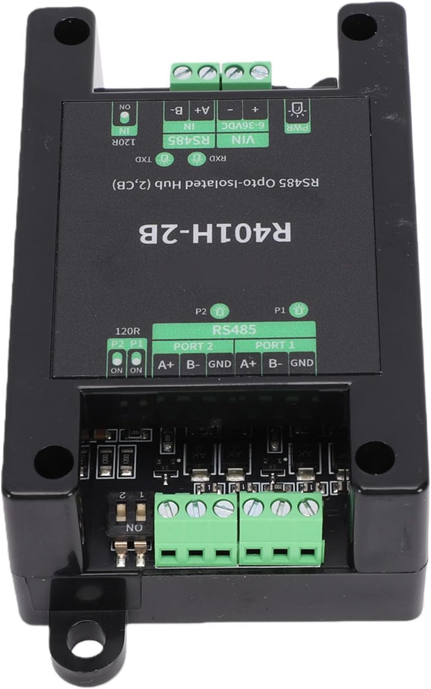LICAEVEY Industrial RS485 Opto Isolated Hub Splitter, Overcurrent Protecting Opto Isolation Hub with 3.5mm Terminal Connection Half Duplex Transparent Transmission