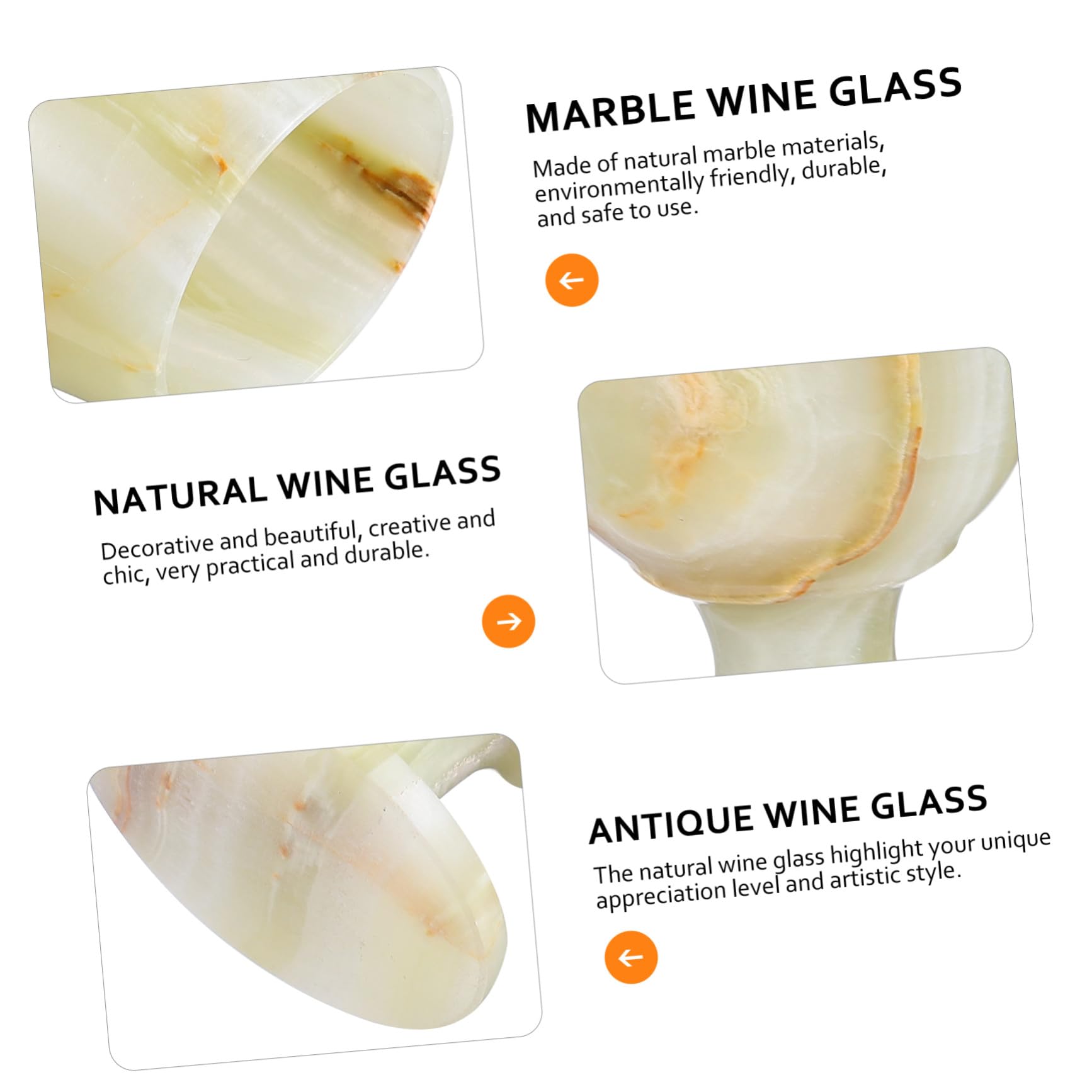 Ipetboom Calice da Vino in Marmo Decorativo per Uso Domestico e Fotografia, Ornamento da Scrivania Elegante e Creativo in Pietra Naturale