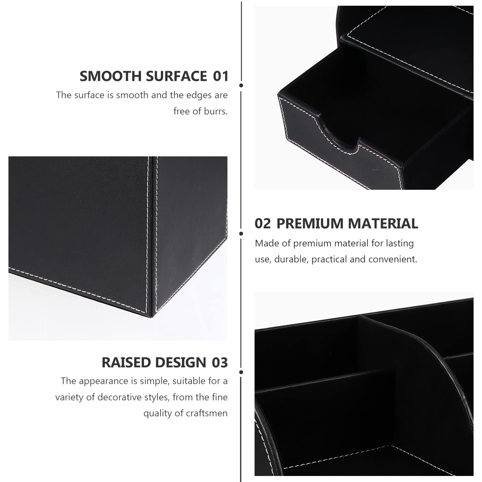 Housoutil Stiftehalter aus Pu Leder Schwarz Quadratisch für Schreibtisch