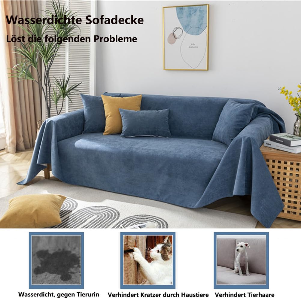 Grande Couvre Canapé 4 Places Impermeable Protection Canape Chien Couvre Canapé 180X420 cm Housse de Canape Anti Dérapante Anti-Griffes Protège pour Chiens Chats Animaux
